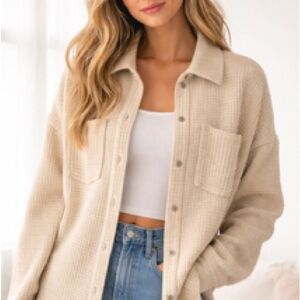 Aerie Waffle Knit Button Cardigan/Shacket Shirt Jacket, says XXS but more MEDIUM